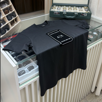 Armani Exchange Göğüs Kadife Siyah T-Shirt