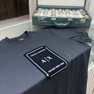 Armani Exchange Göğüs Kadife Siyah T-Shirt