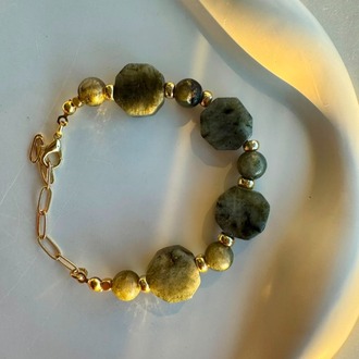 No. 924 / The Hexagon Mystique Bracelet - Özel Kesim Labradorit Doğal Taş Bileklik