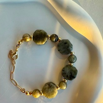 No. 924 / The Hexagon Mystique Bracelet - Özel Kesim Labradorit Doğal Taş Bileklik