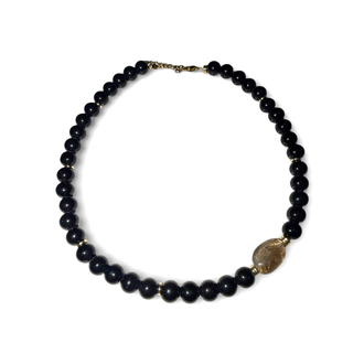 Onix & Golden Rutil Kuvars Kolye