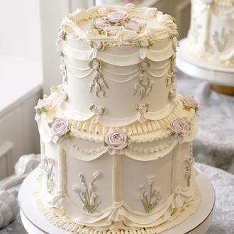 Soft Vintage Engagement Cake