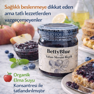 Hafif Yaban Mersini Reçeli (Şekersiz, Organik Elma Suyu Konsantresi ile) - 200 gr