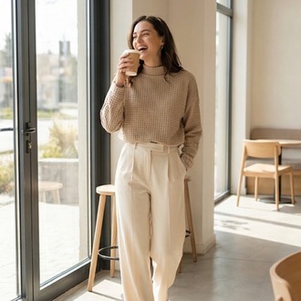 Balıkçı Yaka Dokulu Crop Bluz XL Beden VİZON