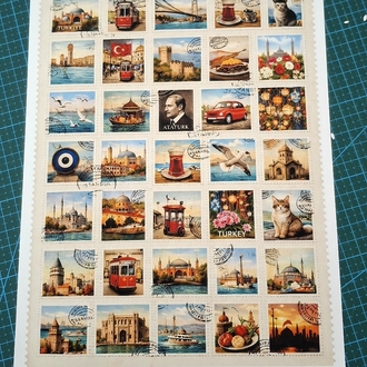 40adet İstanbul temalı pullar (etiket)