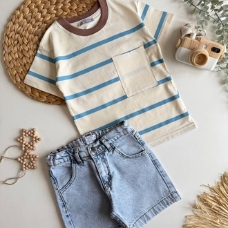 Denim şortlu takım