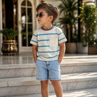 Denim şortlu takım