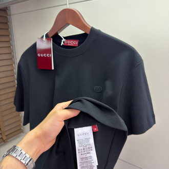 Gucci GG Logo Detail Cotton Tshirt ( Black )
