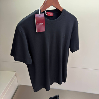 Gucci GG Logo Detail Cotton Tshirt ( Black )