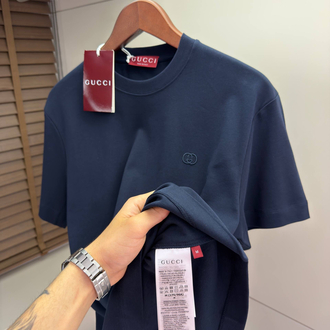 Gucci GG Logo Detail Cotton Tshirt ( Navy ) 
