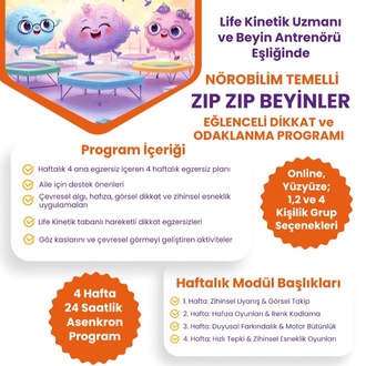 ZIP ZIP BEYİNLER (GRUP) - NÖROBİLİM TEMELLİ DİKKAT VE ODAK PROGRAMI