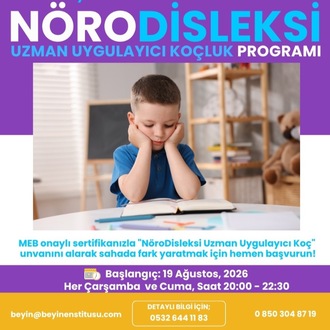 NÖRODİSLEKSİ UZMAN UYGULAYICI KOÇLUK MEB SERTİFİKA PROGRAMI - AĞUSTOS 2026