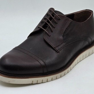 bordo rengi baskılı hakiki dana derisinden hafif eva tabanlı derby model erkek ayakkabı - 9386