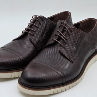 bordo rengi baskılı hakiki dana derisinden hafif eva tabanlı derby model erkek ayakkabı - 9386