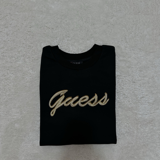 Guess Göğüs Desenli Sweatshirt Siyah