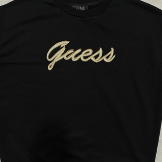 Guess Göğüs Desenli Sweatshirt Siyah