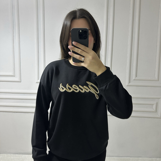 Guess Göğüs Desenli Sweatshirt Siyah