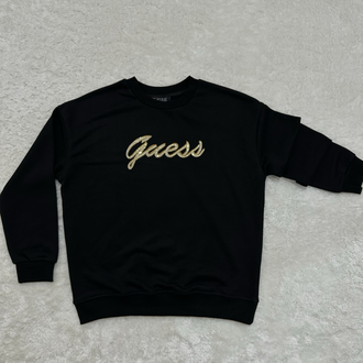 Guess Göğüs Desenli Sweatshirt Siyah