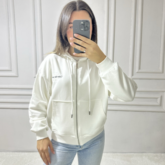 Calvin Klein Nakış Logo Fermuarlı Crop Hırka