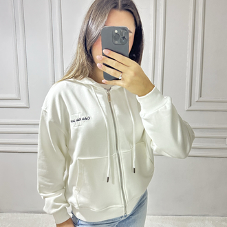 Calvin Klein Nakış Logo Fermuarlı Crop Hırka