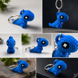     Mini Dinozor Anahtarlık, Örgü Dokulu Çanta Süsü ve Aksesuarı