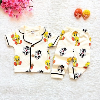 %100 organik twetty desenli 2li bebek pijama takımı 