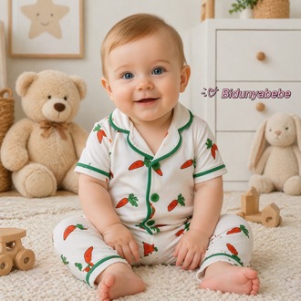 Havuç baskılı 2li bebek pijama takımı
