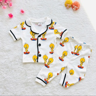 Twetty baskılı alt üst bebek pijama takımı