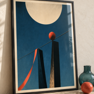 HIGH WIRE – Sürreal Sirk ve Geometrik Poster