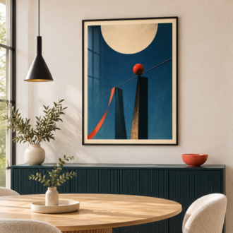 HIGH WIRE – Sürreal Sirk ve Geometrik Poster