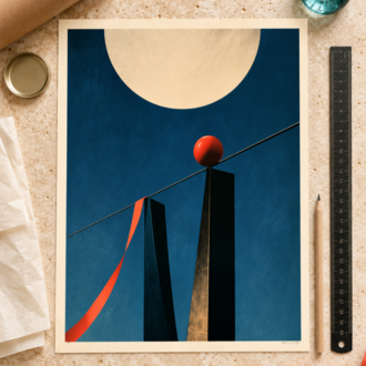 HIGH WIRE – Sürreal Sirk ve Geometrik Poster