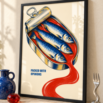 OPEN TIN – Retro Sardalya Mutfak Posteri