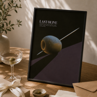 LAST OLIVE – Retro Zeytin ve Kokteyl Posteri