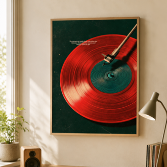 NEEDLE DROP – Kırmızı Plaklı Retro Müzik Posteri