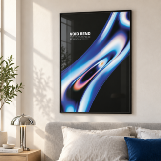 VOID BEND – Mavi Krom Görünümlü Soyut Poster