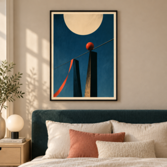 HIGH WIRE – Sürreal Sirk ve Geometrik Poster