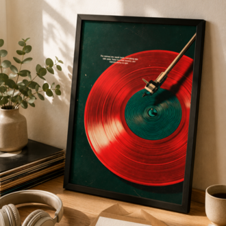 NEEDLE DROP – Kırmızı Plaklı Retro Müzik Posteri