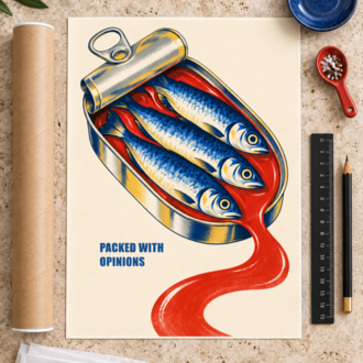 OPEN TIN – Retro Sardalya Mutfak Posteri
