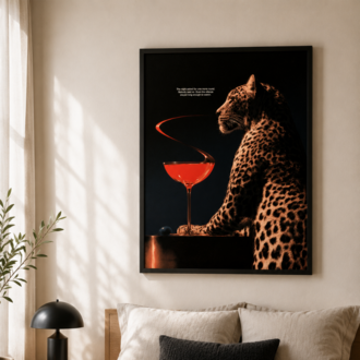 ONE MORE ROUND – Leoparlı Retro Kokteyl Posteri
