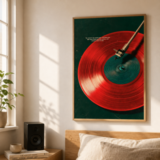 NEEDLE DROP – Kırmızı Plaklı Retro Müzik Posteri