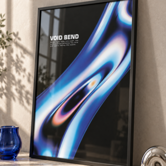 VOID BEND – Mavi Krom Görünümlü Soyut Poster