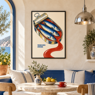 OPEN TIN – Retro Sardalya Mutfak Posteri