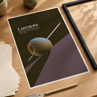 LAST OLIVE – Retro Zeytin ve Kokteyl Posteri