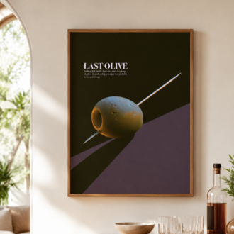LAST OLIVE – Retro Zeytin ve Kokteyl Posteri