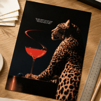 ONE MORE ROUND – Leoparlı Retro Kokteyl Posteri