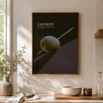 LAST OLIVE – Retro Zeytin ve Kokteyl Posteri