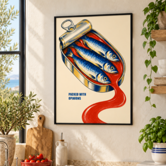 OPEN TIN – Retro Sardalya Mutfak Posteri