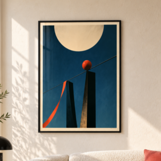 HIGH WIRE – Sürreal Sirk ve Geometrik Poster