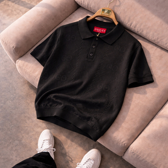 Gucci-Siyah-%100 Pamuk Özel Seri Triko Döküm-Yakalı