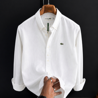 Lacoste-Beyaz-Ham Keten Gömlek-Yazlık